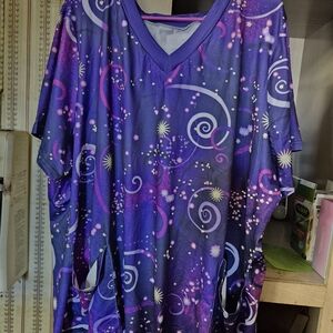 Purple Swirl V-Neck Tunic Top